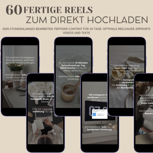 60 fertige Reels zum sofort posten · Call to Action + Texte