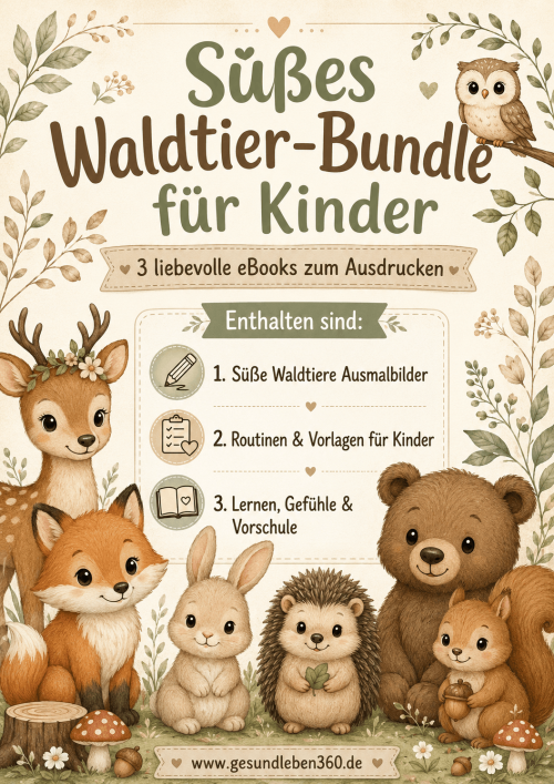Waldtier-Printable-Bundle für Kinder: 90 liebevolle Seiten z