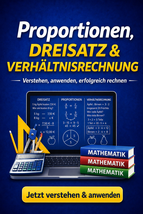 Proportionen, Dreisatz, Verhältnisrechnung für Lehrlinge