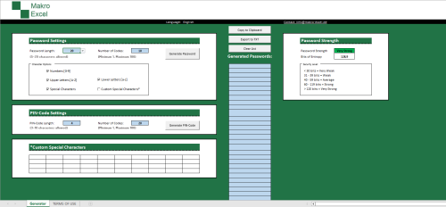 Excel PIN- und Passwort-Generator