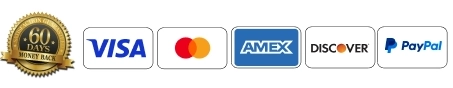 60-Day Money Back Guarantee — Visa, Mastercard, Amex, Discover, PayPal