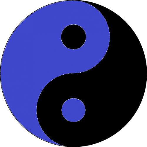 Yin-Yang in blau
